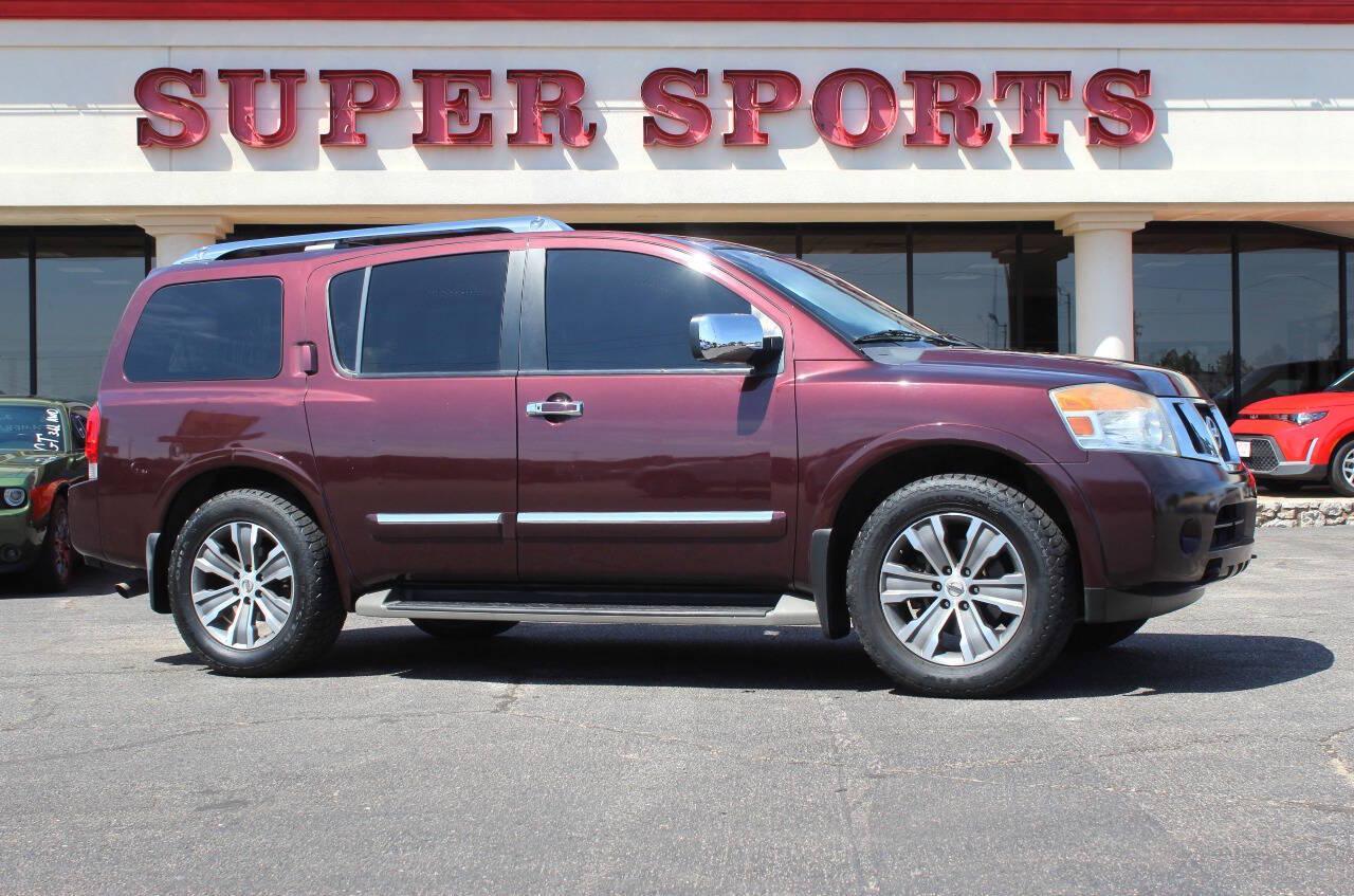 2015 Burgundy Nissan Armada SL 2WD (5N1BA0ND0FN) with an 5.6L V8 5.6L V8 engine, Automatic 5-Speed transmission, located at 4301 NW 39th , Oklahoma City, OK, 73112, (405) 949-5600, 35.512135, -97.598671 - Hablamos espanol. SPEND SMART --- BUY FROM SUPER SPORTS. ALL PRICES, DOWN PAYMENTS, PAYMENTS, AND FINANCE TERMS ARE NEGOTIABLE AT THE TIME OF APPROVAL. WE WILL WORK WITH YOU TO FIT YOUR BUDGET. WE WILL EVEN LOWER AND ADJUST THE NUMBERS TO HELP MAKE THE VEHICLE MORE AFFORDABLE FOR YOU.- Photo#0