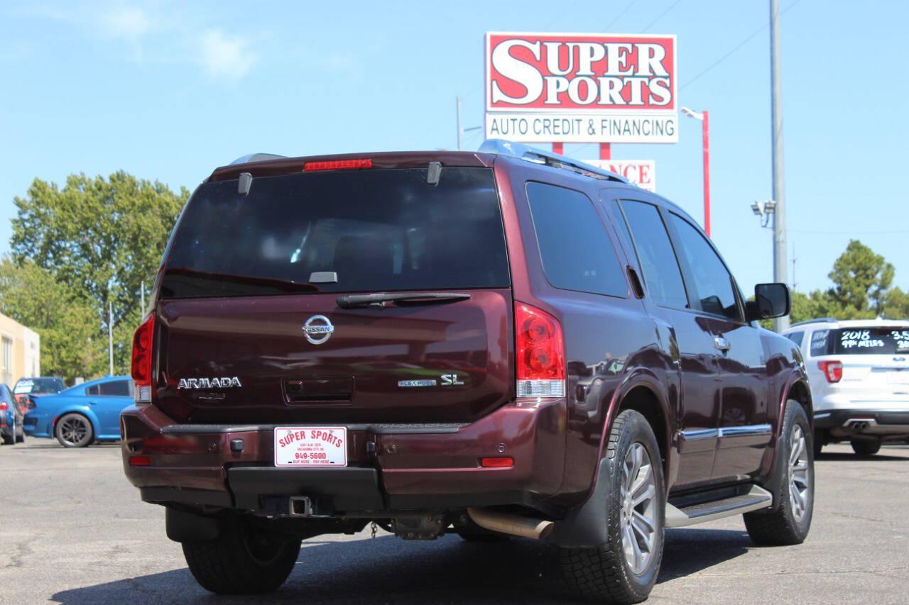2015 Burgundy Nissan Armada SL 2WD (5N1BA0ND0FN) with an 5.6L V8 5.6L V8 engine, Automatic 5-Speed transmission, located at 4301 NW 39th , Oklahoma City, OK, 73112, (405) 949-5600, 35.512135, -97.598671 - Hablamos espanol. SPEND SMART --- BUY FROM SUPER SPORTS. ALL PRICES, DOWN PAYMENTS, PAYMENTS, AND FINANCE TERMS ARE NEGOTIABLE AT THE TIME OF APPROVAL. WE WILL WORK WITH YOU TO FIT YOUR BUDGET. WE WILL EVEN LOWER AND ADJUST THE NUMBERS TO HELP MAKE THE VEHICLE MORE AFFORDABLE FOR YOU.- Photo#3