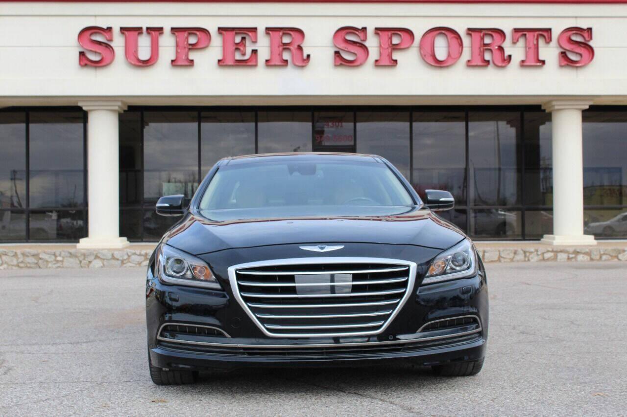 2015 Black Hyundai Genesis 3.8L (KMHGN4JE4FU) with an 3.8L V6 3.8L V6 engine, Automatic 8-Speed transmission, located at 4301 NW 39th , Oklahoma City, OK, 73112, (405) 949-5600, 35.512135, -97.598671 - NO DRIVERS LICENCE NO-FULL COVERAGE INSURANCE-NO CREDIT CHECK. COME ON OVER TO SUPERSPORTS AND TAKE A LOOK AND TEST DRIVE PLEASE GIVE US A CALL AT (405) 949-5600. NO LICENSIA DE MANEJAR- NO SEGURO DE COBERTURA TOTAL- NO VERIFICACCION DE CREDITO. POR FAVOR VENGAN A SUPERSPORTS, ECHE UN VIS - Photo#0