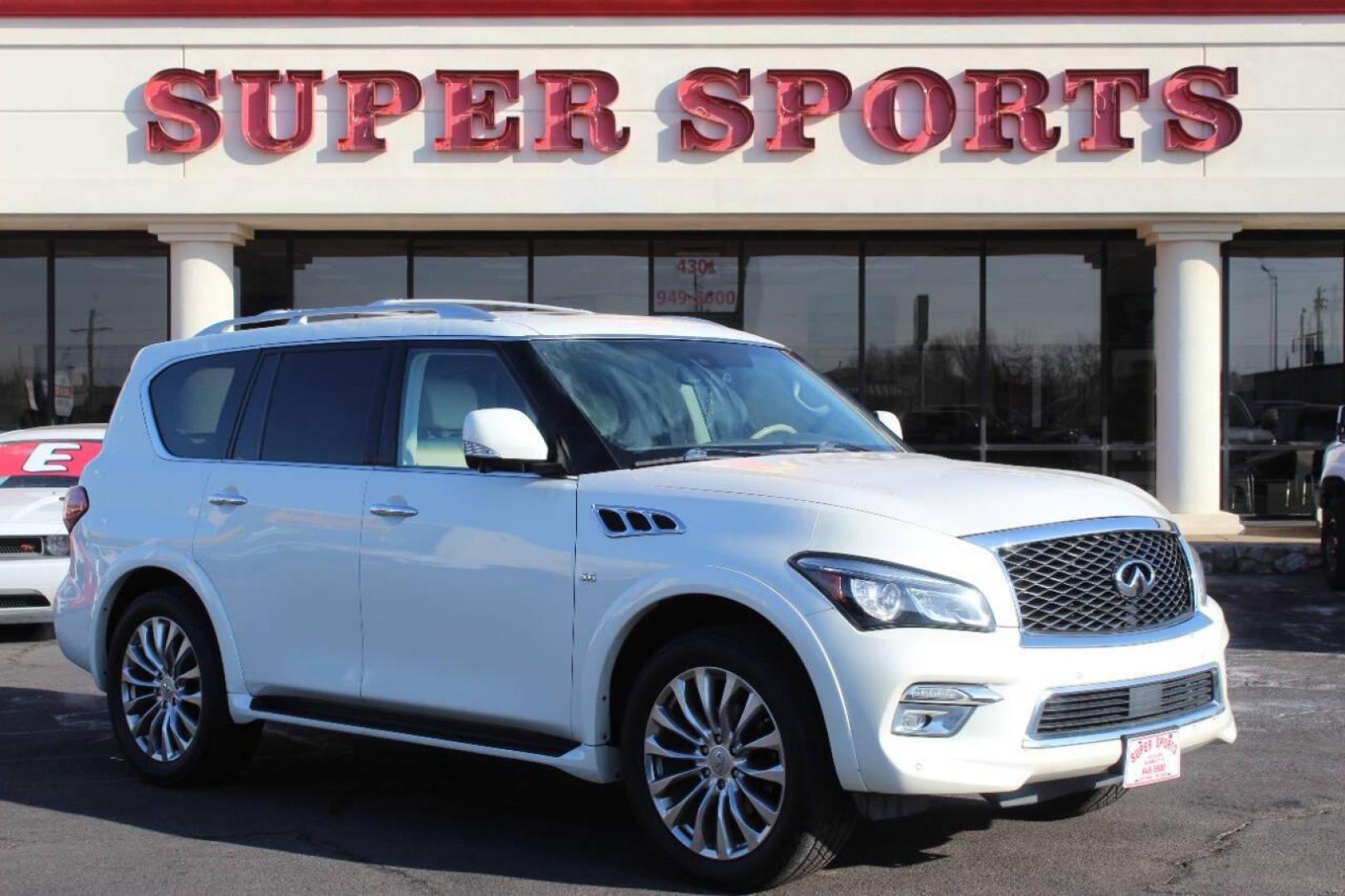 2016 White Infiniti QX80 4WD (JN8AZ2NE0G9) with an 5.6L V8 DOHC 32V engine, 7A transmission, located at 4301 NW 39th , Oklahoma City, OK, 73112, (405) 949-5600, 35.512135, -97.598671 - NO DRIVERS LICENSE - NO FULL COVERAGE INSURANCE NO CREDIT CHECK. COME ON OVER TO SUPERSPORTS AND TAKE A LOOK AND TEST DRIVE. PLEASE GIVE US A CALL AT (405) 949-5600. NO LICENCIA DE MANEJAR - NO SEGURO DE COBERTURA TOTAL - NO VERIFICACION DE CREDITO. POR FAVOR VENGAN A SUPERSPORTS, ECHE - Photo#2