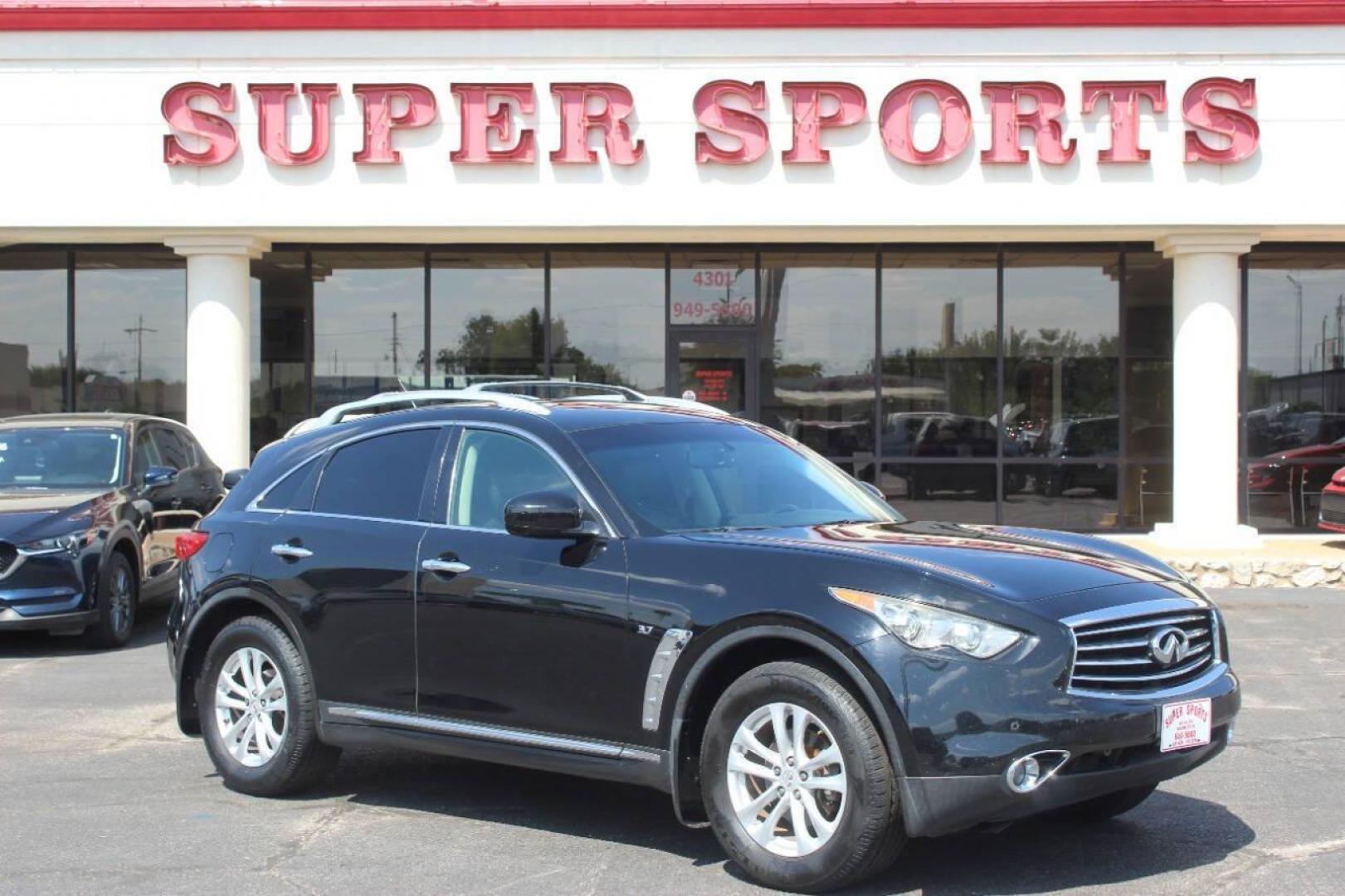 2015 Black Infiniti QX70 Base AWD (JN8CS1MW8FM) with an 3.7L V6 DOHC 24V engine, 7-Speed Automatic transmission, located at 4301 NW 39th , Oklahoma City, OK, 73112, (405) 949-5600, 35.512135, -97.598671 - NO DRIVERS LICENCE NO-FULL COVERAGE INSURANCE-NO CREDIT CHECK. COME ON OVER TO SUPERSPORTS AND TAKE A LOOK AND TEST DRIVE. PLEASE GIVE US A CALL AT (405) 949-5600. NO LICENSIA DE MANEJAR- NO SEGURO DE COBERTURA TOTAL- NO VERIFICACCION DE CREDITO. POR FAVOR VENGAN A SUPERSPORTS, ECHE UN - Photo#0