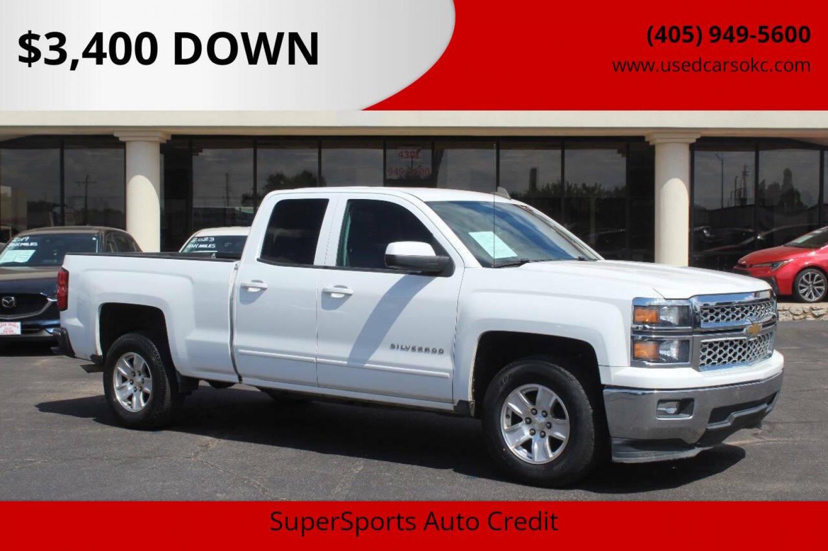 2015 White Chevrolet Silverado 1500 LT Double Cab 2WD (1GCRCREC4FZ) with an 5.3L V8 OHV 16V engine, 6-Speed Automatic transmission, located at 4301 NW 39th , Oklahoma City, OK, 73112, (405) 949-5600, 35.512135, -97.598671 - NO DRIVERS LICENCE NO-FULL COVERAGE INSURANCE-NO CREDIT CHECK. COME ON OVER TO SUPERSPORTS AND TAKE A LOOK AND TEST DRIVE. PLEASE GIVE US A CALL AT (405) 949-5600. NO LICENSIA DE MANEJAR- NO SEGURO DE COBERTURA TOTAL- NO VERIFICACCION DE CREDITO. POR FAVOR VENGAN A SUPERSPORTS, ECHE UN - Photo#0
