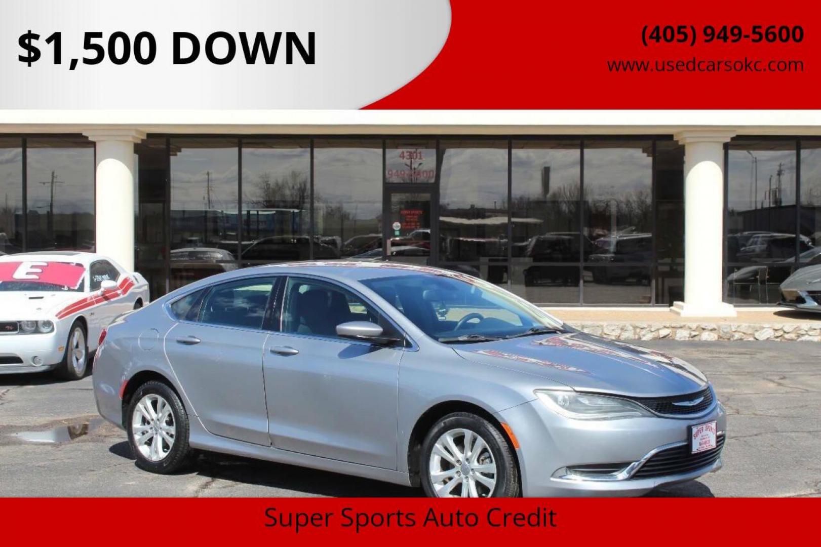2015 Gray Chrysler 200 Limited (1C3CCCAB4FN) with an 2.4L L4 DOHC 16V engine, 9-Speed Automatic transmission, located at 4301 NW 39th , Oklahoma City, OK, 73112, (405) 949-5600, 35.512135, -97.598671 - NO DRIVERS LICENCE -NO FULL COVERAGE INSURANCE - NO CREDIT CHECK. COME ON OVER TO SUPERSPORTS, TAKE A LOOK AND TEST DRIVE. PLEASE GIVE US A CALL AT (405) 949-5600. NO LICENCIA DE CONDUCIR - NO SEGURO DE COBERTURA TOTAL - NO VERIFICACION DE CREDITO. VISITENOS EN SUPERSPORTS, MIRE NUESTRO - Photo#0