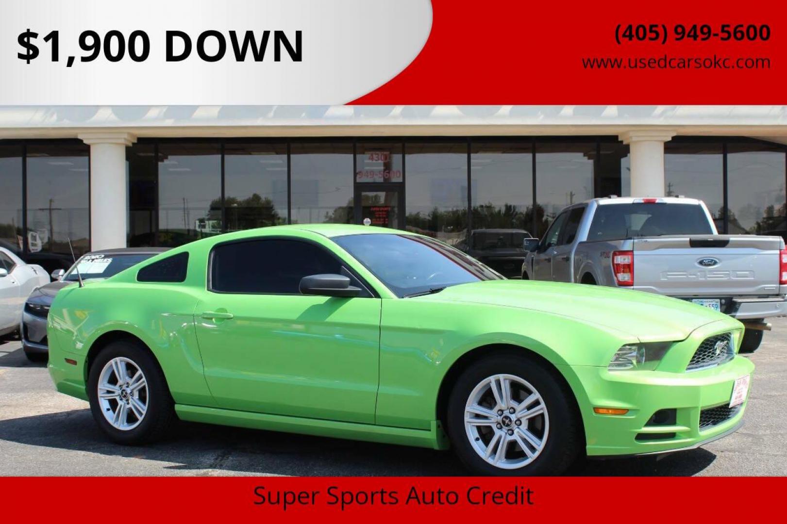 2014 Green Ford Mustang V6 Coupe (1ZVBP8AM0E5) with an 3.7L V6 DOHC 24V engine, Manual 6-Speed transmission, located at 4301 NW 39th , Oklahoma City, OK, 73112, (405) 949-5600, 35.512135, -97.598671 - NO DRIVERS LICENCE -NO FULL COVERAGE INSURANCE - NO CREDIT CHECK. COME ON OVER TO SUPERSPORTS, TAKE A LOOK AND TEST DRIVE. PLEASE GIVE US A CALL AT (405) 949-5600. NO LICENCIA DE CONDUCIR - NO SEGURO DE COBERTURA TOTAL - NO VERIFICACION DE CREDITO. VISITENOS EN SUPERSPORTS, MIRE NUESTRO - Photo#0