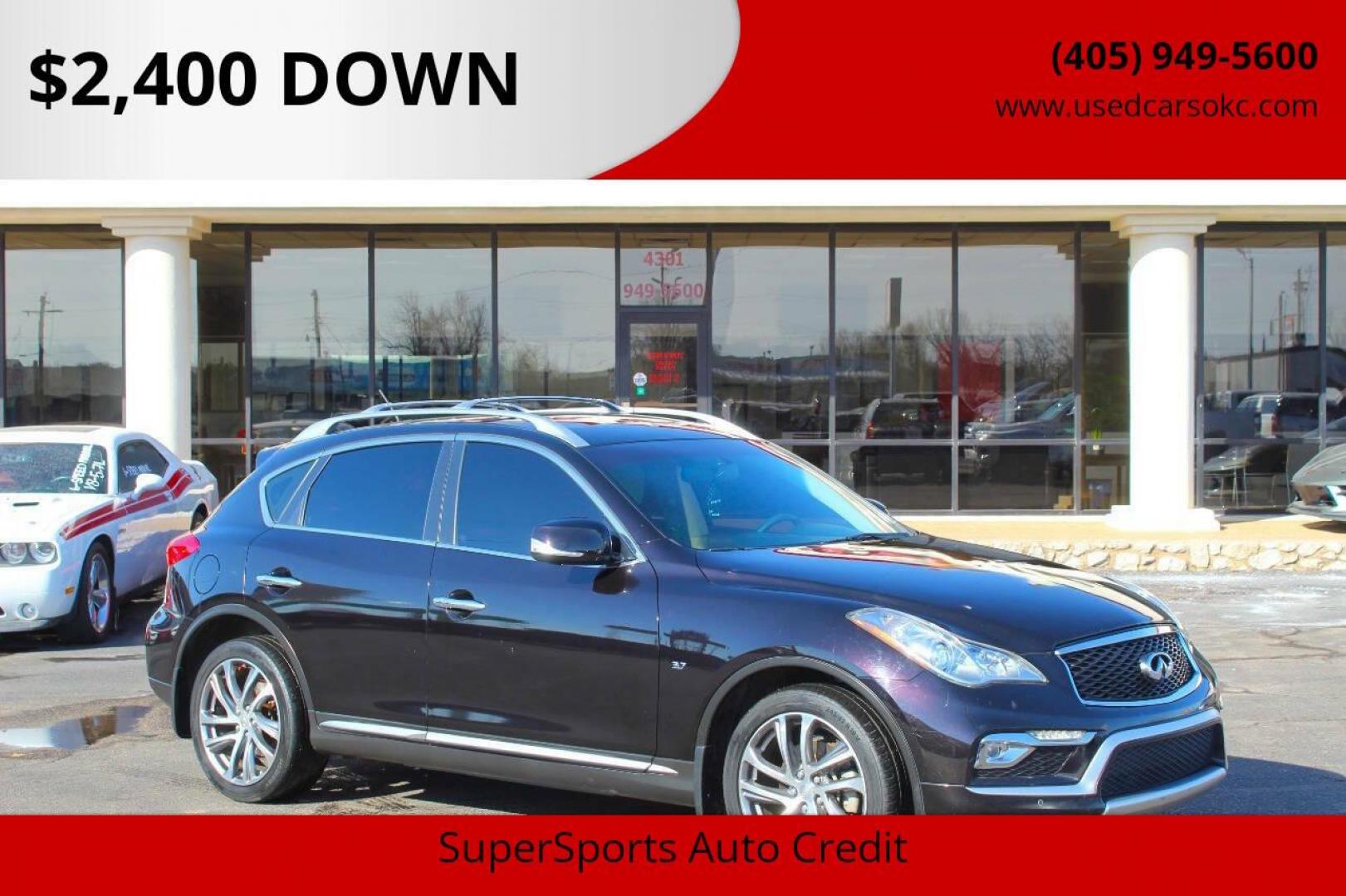 2016 Purple Infiniti QX50 Base AWD (JN1BJ0RR7GM) with an 3.7L V6 DOHC 24V engine, 7A transmission, located at 4301 NW 39th , Oklahoma City, OK, 73112, (405) 949-5600, 35.512135, -97.598671 - NO DRIVERS LICENCE NO-FULL COVERAGE INSURANCE-NO CREDIT CHECK. COME ON OVER TO SUPERSPORTS AND TAKE A LOOK AND TEST DRIVE. PLEASE GIVE US A CALL AT (405) 949-5600 . NO LICENSIA DE MANEJAR- NO SEGURO DE COBERTURA TOTAL- NO VERIFICACCION DE CREDITO. POR FAVOR VENGAN A SUPERSPORTS, ECHE UN - Photo#0