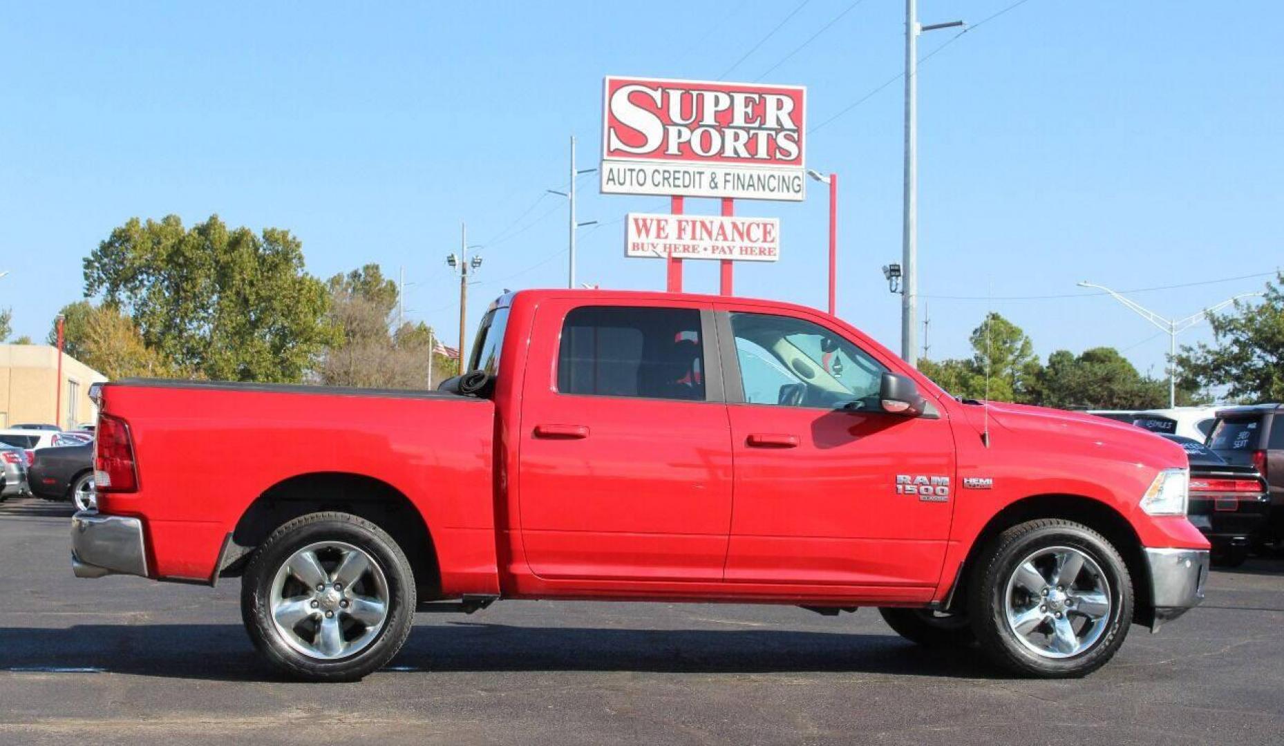 2019 Red RAM 1500 SLT Crew Cab SWB 4WD (1C6RR7LT6KS) with an 5.7L V8 OHV 16V engine, 8A transmission, located at 4301 NW 39th , Oklahoma City, OK, 73112, (405) 949-5600, 35.512135, -97.598671 - NO DRIVERS LICENCE NO-FULL COVERAGE INSURANCE-NO CREDIT CHECK. COME ON OVER TO SUPERSPORTS AND TAKE A LOOK AND TEST DRIVE. PLEASE GIVE US A CALL AT (405) 949-5600. NO LICENSIA DE MANEJAR- NO SEGURO DE COBERTURA TOTAL- NO VERIFICACCION DE CREDITO. POR FAVOR VENGAN A SUPERSPORTS, - Photo#3