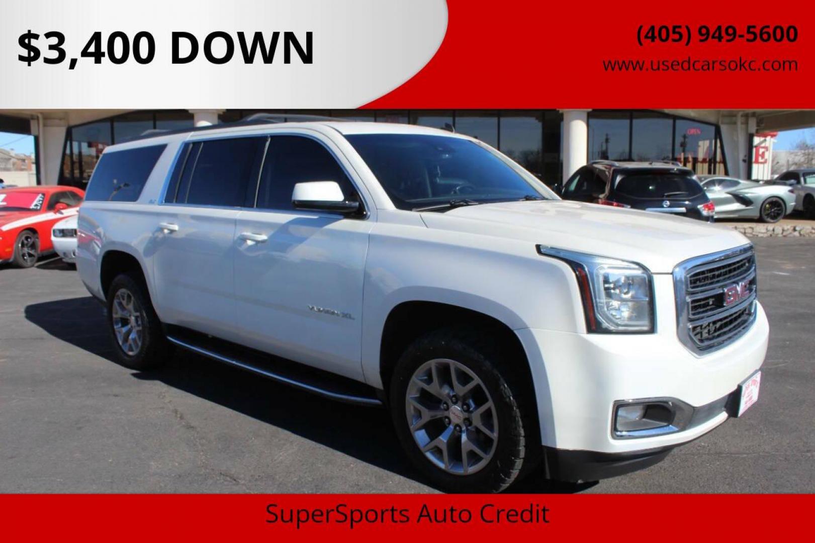 2015 White GMC Yukon XL SLT 1/2 Ton 4WD (1GKS2HKCXFR) with an 5.3L V8 OHV 16V engine, 6-Speed Automatic transmission, located at 4301 NW 39th , Oklahoma City, OK, 73112, (405) 949-5600, 35.512135, -97.598671 - NO DRIVERS LICENCE NO-FULL COVERAGE INSURANCE-NO CREDIT CHECK. COME ON OVER TO SUPERSPORTS AND TAKE A LOOK AND TEST DRIVE. PLEASE GIVE US A CALL AT (405) 949-5600. NO LICENSIA DE MANEJAR- NO SEGURO DE COBERTURA TOTAL- NO VERIFICACCION DE CREDITO. POR FAVOR VENGAN A SUPERSPORTS, ECHE UN - Photo#0