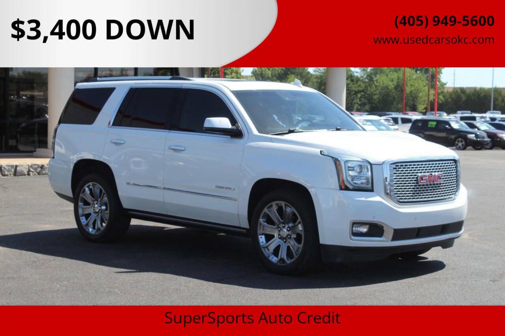 2016 White GMC Yukon Denali 4WD (1GKS2CKJ8GR) with an 6.2L V8 OHV 16V engine, 6A transmission, located at 4301 NW 39th , Oklahoma City, OK, 73112, (405) 949-5600, 35.512135, -97.598671 - NO DRIVERS LICENCE NO-FULL COVERAGE INSURANCE-NO CREDIT CHECK. COME ON OVER TO SUPERSPORTS AND TAKE A LOOK AND TEST DRIVE. PLEASE GIVE US A CALL AT (405) 949-5600. NO LICENSIA DE MANEJAR- NO SEGURO DE COBERTURA TOTAL- NO VERIFICACCION DE CREDITO. POR FAVOR VENGAN A SUPERSPORTS, ECHE UN - Photo#0