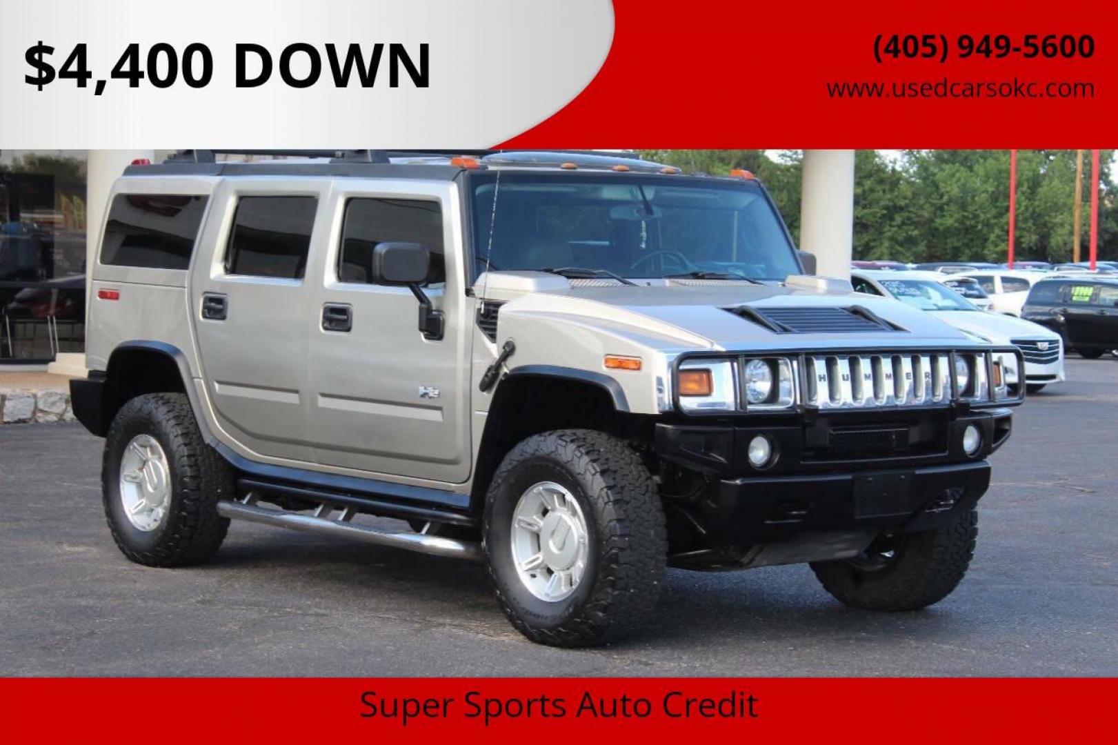 2005 Gold Hummer H2 SUV (5GRGN23U45H) with an 6.0L V8 OHV 16V engine, 4-Speed Automatic Overdrive transmission, located at 4301 NW 39th , Oklahoma City, OK, 73112, (405) 949-5600, 35.512135, -97.598671 - NO DRIVERS LICENCE NO-FULL COVERAGE INSURANCE-NO CREDIT CHECK. COME ON OVER TO SUPERSPORTS AND TAKE A LOOK AND TEST DRIVE PLEASE GIVE US A CALL AT (405) 949-5600. NO LICENSIA DE MANEJAR- NO SEGURO DE COBERTURA TOTAL- NO VERIFICACCION DE CREDITO. POR FAVOR VENGAN A SUPERSPORTS, ECHE UN V - Photo#0