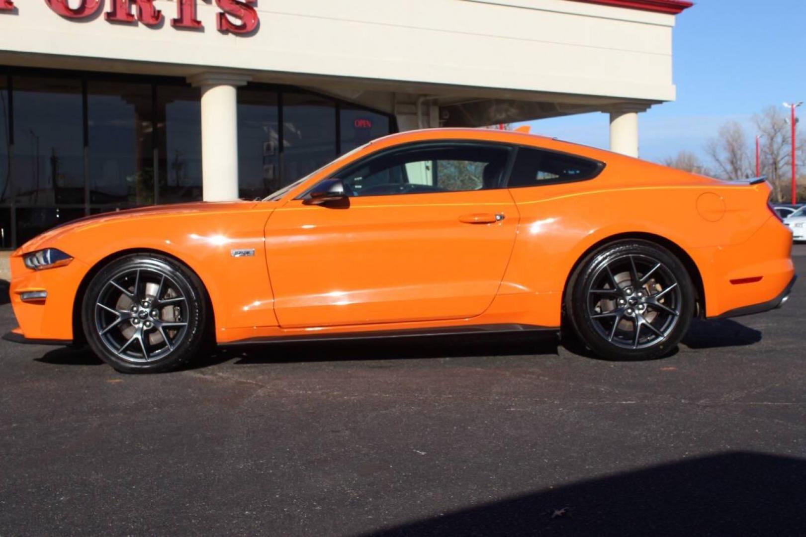 2020 Orange Ford Mustang EcoBoost Coupe (1FA6P8TD6L5) with an 2.3L L4 DOHC 16V engine, Automatic 10-Speed transmission, located at 4301 NW 39th , Oklahoma City, OK, 73112, (405) 949-5600, 35.512135, -97.598671 - Photo#5