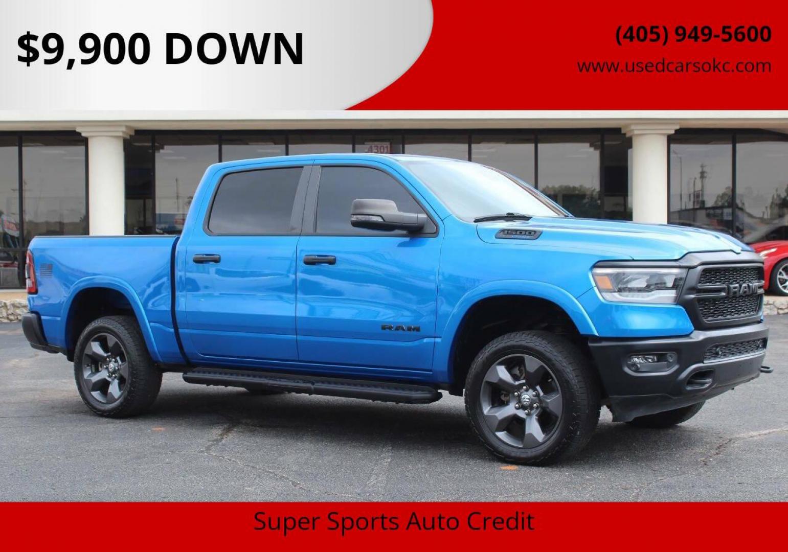 2023 Blue RAM 1500 Big Horn Crew Cab SWB 4WD (1C6SRFFT1PN) with an 5.7L V8 OHV 16V engine, 8A transmission, located at 4301 NW 39th , Oklahoma City, OK, 73112, (405) 949-5600, 35.512135, -97.598671 - NO DRIVERS LICENCE NO - FULL COVERAGE INSURANCE - NO CREDIT CHECK. COME ON OVER TO SUPERSPORTS AND TAKE A LOOK AND TEST DRIVE . PLEASE GIVE US A CALL AT (405) 949-5600. NO LICENCIA DE MANEJAR - NO SEGURO DE COBERTURA TOTAL - NO VERIFICACION DE CREDITO. POR FAVOR VENGAN A SUPERSPORTS, EC - Photo#0