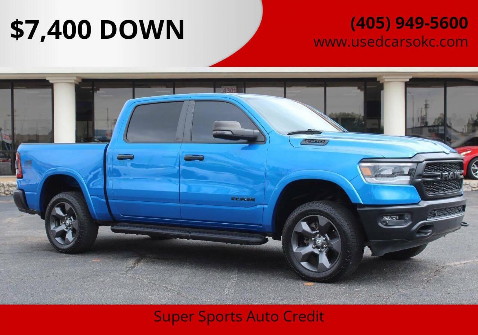 2023 Blue RAM 1500 Big Horn Crew Cab SWB 4WD (1C6SRFFT1PN) with an 5.7L V8 OHV 16V engine, 8A transmission, located at 4301 NW 39th , Oklahoma City, OK, 73112, (405) 949-5600, 35.512135, -97.598671 - NO DRIVERS LICENCE -NO FULL COVERAGE INSURANCE - NO CREDIT CHECK. COME ON OVER TO SUPERSPORTS, TAKE A LOOK AND TEST DRIVE. PLEASE GIVE US A CALL AT (405) 949-5600. NO LICENCIA DE CONDUCIR - NO SEGURO DE COBERTURA TOTAL - NO VERIFICACION DE CREDITO. VISITENOS EN SUPERSPORTS, MIRE NUESTRO - Photo#0