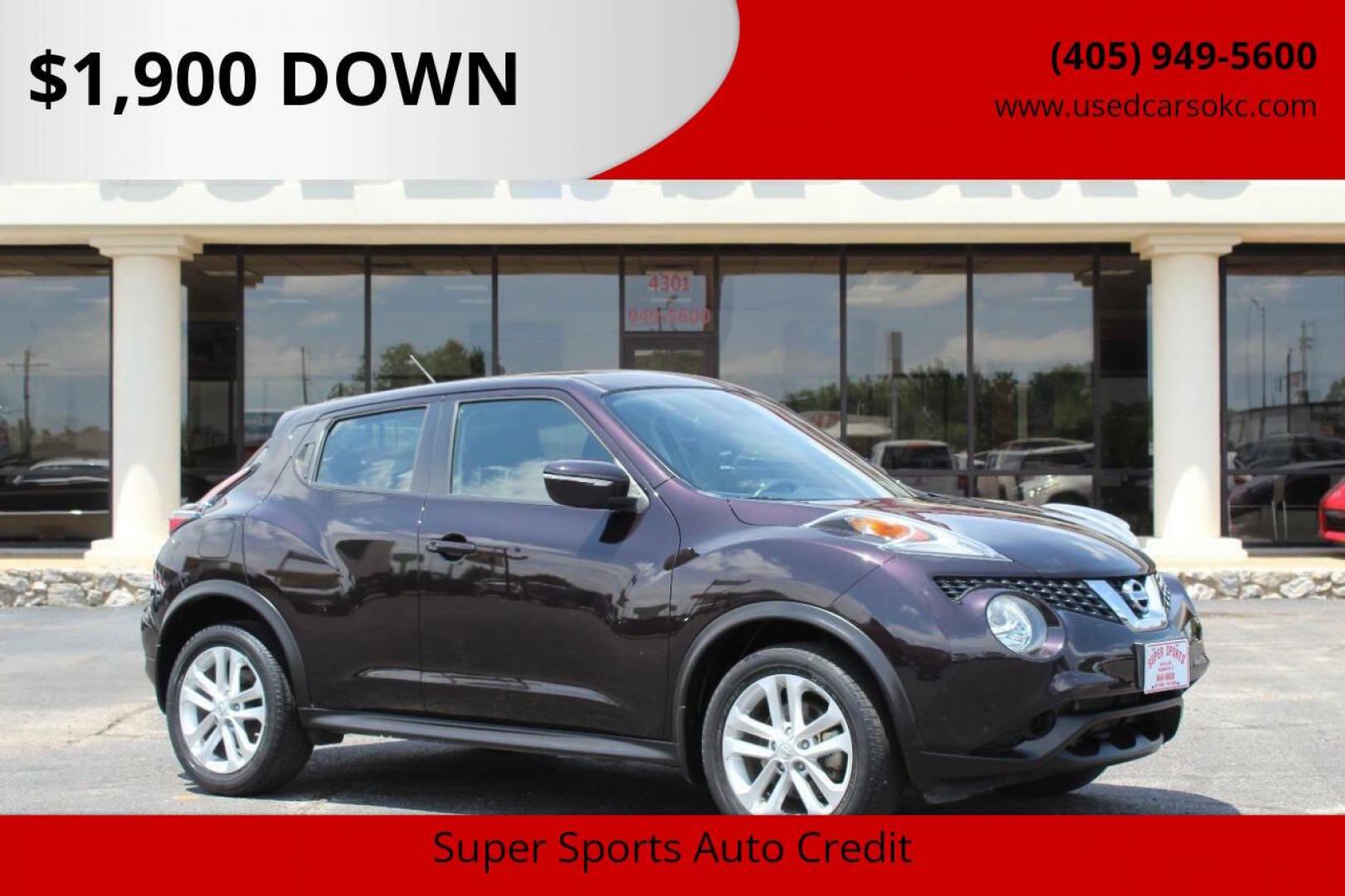 2016 Burgundy Nissan Juke S FWD (JN8AF5MR7GT) with an 1.6L L4 DOHC 16V TURBO engine, CVT transmission, located at 4301 NW 39th , Oklahoma City, OK, 73112, (405) 949-5600, 35.512135, -97.598671 - NO DRIVERS LICENCE -NO FULL COVERAGE INSURANCE - NO CREDIT CHECK. COME ON OVER TO SUPERSPORTS, TAKE A LOOK AND TEST DRIVE . PLEASE GIVE US A CALL AT (405) 949-5600. NO LICENCIA DE CONDUCIR - NO SEGURO DE COBERTURA TOTAL - NO VERIFICACION DE CREDITO. VISITENOS EN SUPERSPORTS, MIRE NUESTR - Photo#0