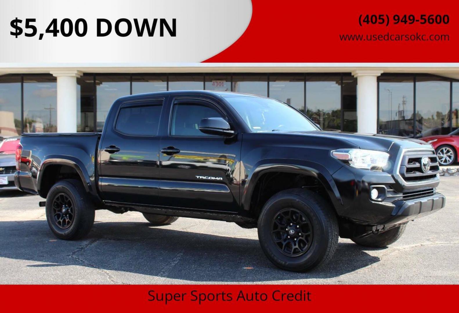 2021 Black Toyota Tacoma SR5 Double Cab Long Bed V6 6AT 4WD (3TMCZ5AN1MM) with an 3.5L V6 DOHC 24V engine, 6A transmission, located at 4301 NW 39th , Oklahoma City, OK, 73112, (405) 949-5600, 35.512135, -97.598671 - NO DRIVERS LICENCE -NO FULL COVERAGE INSURANCE - NO CREDIT CHECK. COME ON OVER TO SUPERSPORTS, TAKE A LOOK AND TEST DRIVE. PLEASE GIVE US A CALL AT (405) 949-5600. NO LICENCIA DE CONDUCIR - NO SEGURO DE COBERTURA TOTAL - NO VERIFICACION DE CREDITO. VISITENOS EN SUPERSPORTS, MIRE NUESTRO N - Photo#0
