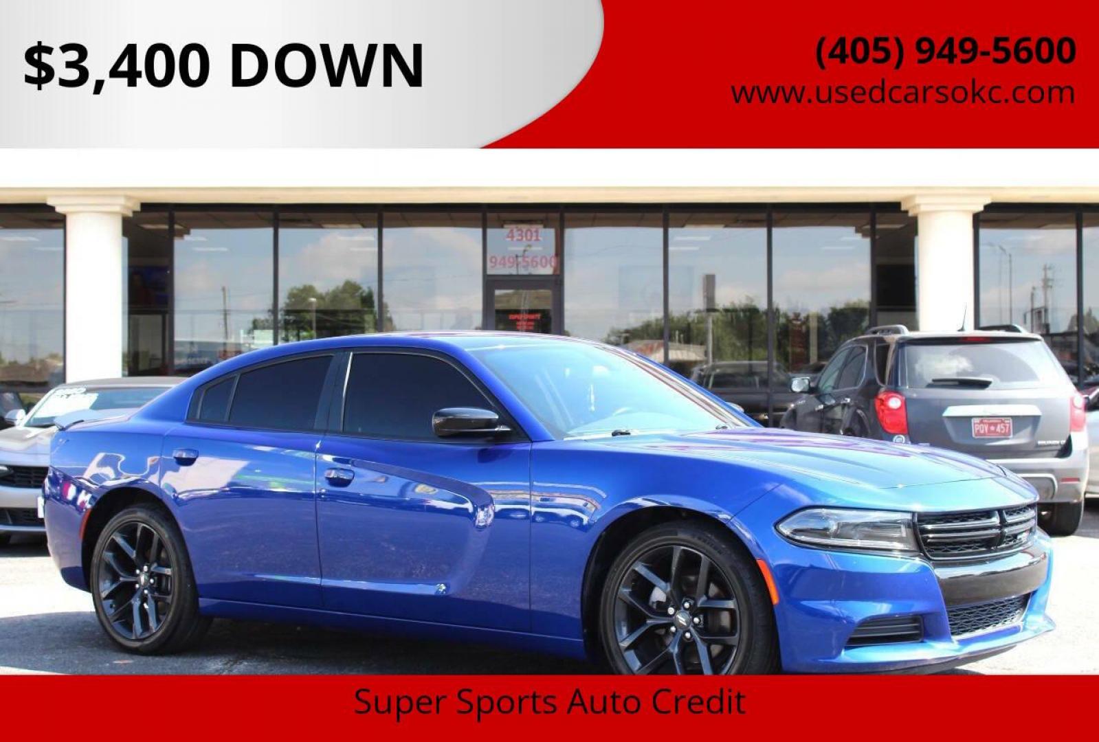 2022 Blue Dodge Charger SXT (2C3CDXBG8NH) with an 3.6L V6 DOHC 24V engine, 8A transmission, located at 4301 NW 39th , Oklahoma City, OK, 73112, (405) 949-5600, 35.512135, -97.598671 - NO DRIVERS LICENCE -NO FULL COVERAGE INSURANCE - NO CREDIT CHECK. COME ON OVER TO SUPERSPORTS, TAKE A LOOK AND TEST DRIVE. PLEASE GIVE US A CALL AT (405) 949-5600. NO LICENCIA DE CONDUCIR - NO SEGURO DE COBERTURA TOTAL - NO VERIFICACION DE CREDITO. VISITENOS EN SUPERSPORTS, MIRE NUESTRO - Photo#0