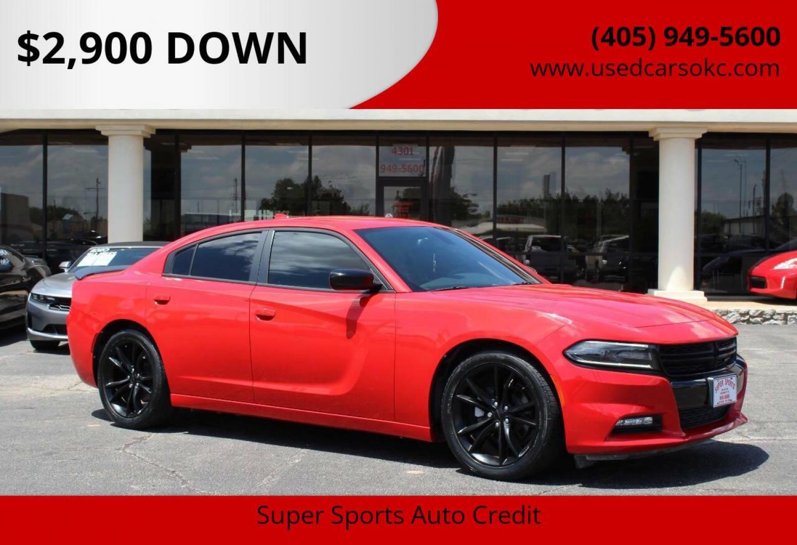2016 Red Dodge Charger SXT (2C3CDXHGXGH) with an 3.6L V6 DOHC 24V engine, 8A transmission, located at 4301 NW 39th , Oklahoma City, OK, 73112, (405) 949-5600, 35.512135, -97.598671 - NO DRIVERS LICENCE -NO FULL COVERAGE INSURANCE - NO CREDIT CHECK. COME ON OVER TO SUPERSPORTS, TAKE A LOOK AND TEST DRIVE. PLEASE GIVE US A CALL AT (405) 949-5600. NO LICENCIA DE CONDUCIR - NO SEGURO DE COBERTURA TOTAL - NO VERIFICACION DE CREDITO. VISITENOS EN SUPERSPORTS, MIRE NUESTRO - Photo#0