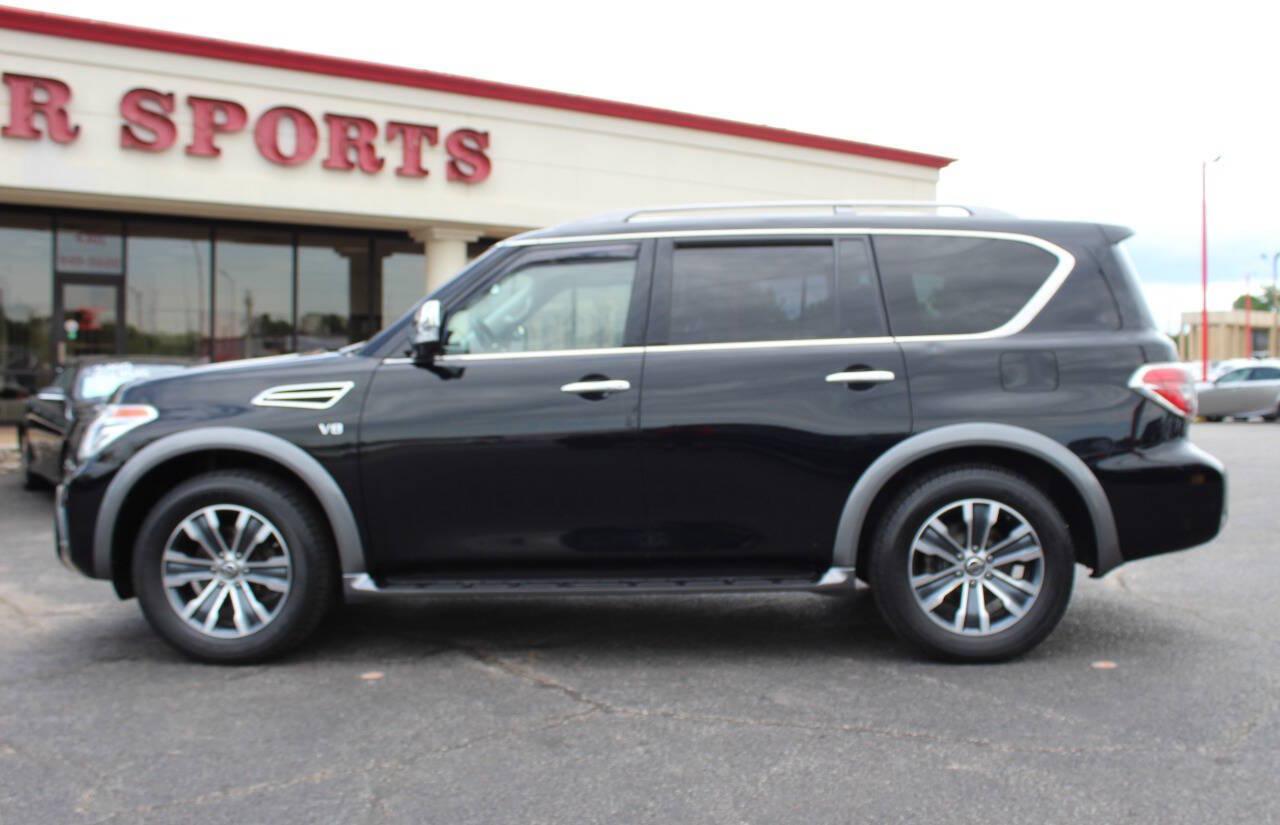 2019 Black Nissan Armada SL 2WD (JN8AY2ND9K9) with an 5.6L V8 5.6L V8 engine, Automatic 7-Speed transmission, located at 4301 NW 39th , Oklahoma City, OK, 73112, (405) 949-5600, 35.512135, -97.598671 - Hablamos espanol. SPEND SMART --- BUY FROM SUPER SPORTS. ALL PRICES, DOWN PAYMENTS, PAYMENTS, AND FINANCE TERMS ARE NEGOTIABLE AT THE TIME OF APPROVAL. WE WILL WORK WITH YOU TO FIT YOUR BUDGET. WE WILL EVEN LOWER AND ADJUST THE NUMBERS TO HELP MAKE THE VEHICLE MORE AFFORDABLE FOR YOU.- Photo#5