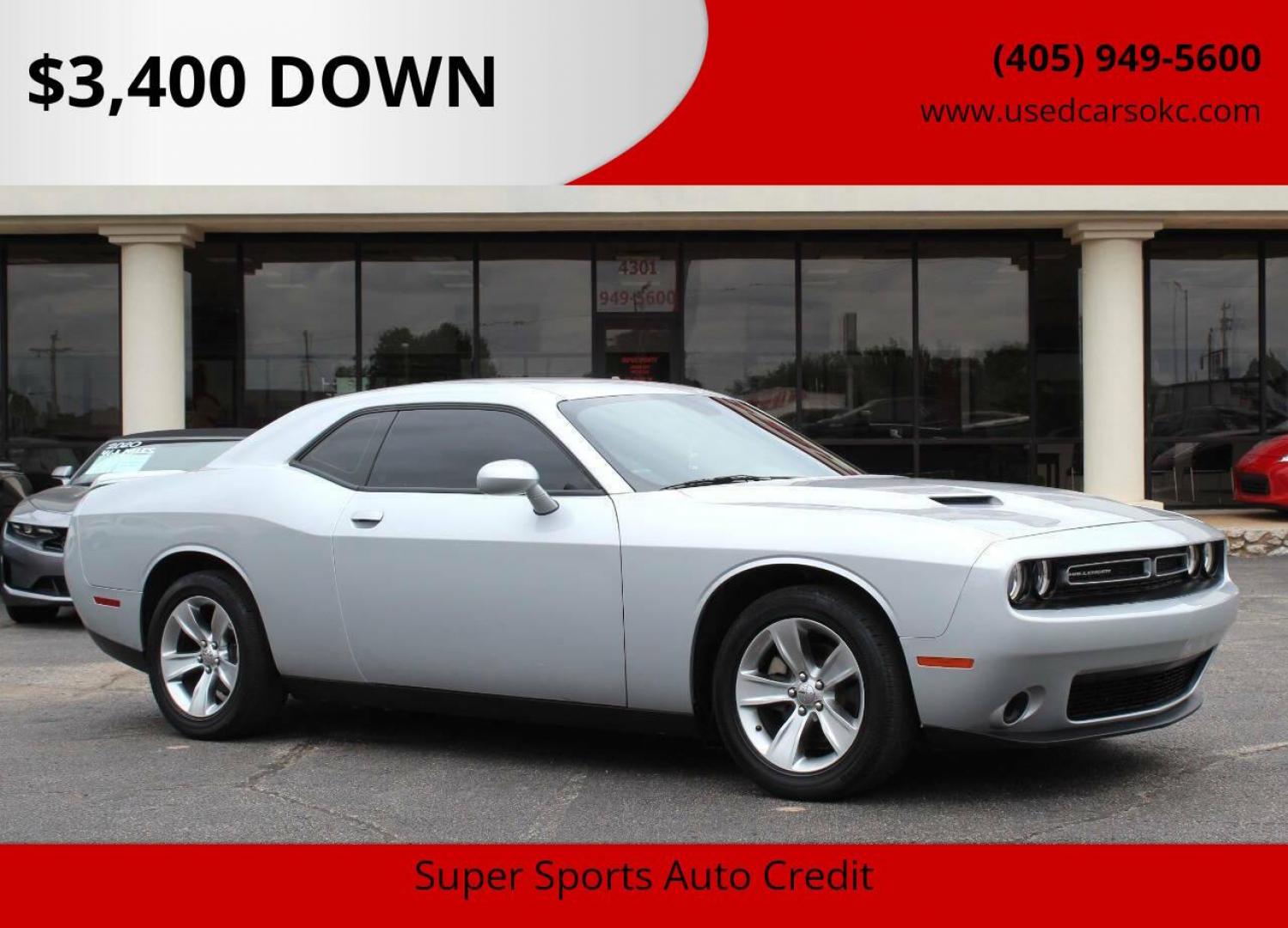 2021 Silver Dodge Challenger SXT (2C3CDZAG1MH) with an 3.6L V6 DOHC 24V engine, 8A transmission, located at 4301 NW 39th , Oklahoma City, OK, 73112, (405) 949-5600, 35.512135, -97.598671 - Photo#0
