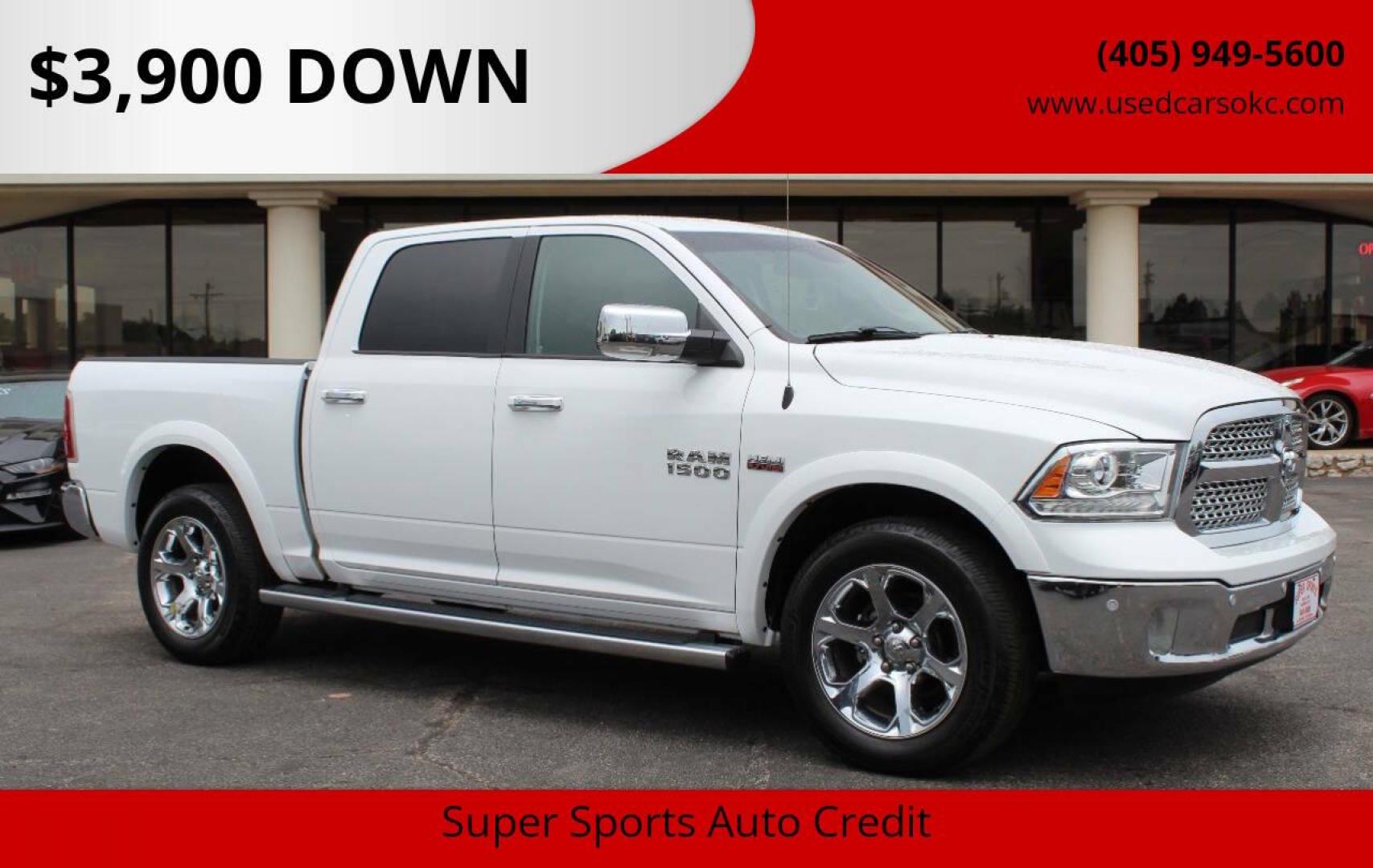 2018 White RAM 1500 Laramie Crew Cab SWB 4WD (1C6RR7NT5JS) with an 5.7L V8 OHV 16V engine, 8A transmission, located at 4301 NW 39th , Oklahoma City, OK, 73112, (405) 949-5600, 35.512135, -97.598671 - NO DRIVERS LICENCE -NO FULL COVERAGE INSURANCE - NO CREDIT CHECK. COME ON OVER TO SUPERSPORTS, TAKE A LOOK AND TEST DRIVE. PLEASE GIVE US A CALL AT (405) 949-5600. NO LICENCIA DE CONDUCIR - NO SEGURO DE COBERTURA TOTAL - NO VERIFICACION DE CREDITO. VISITENOS EN SUPERSPORTS, MIRE NUES - Photo#0