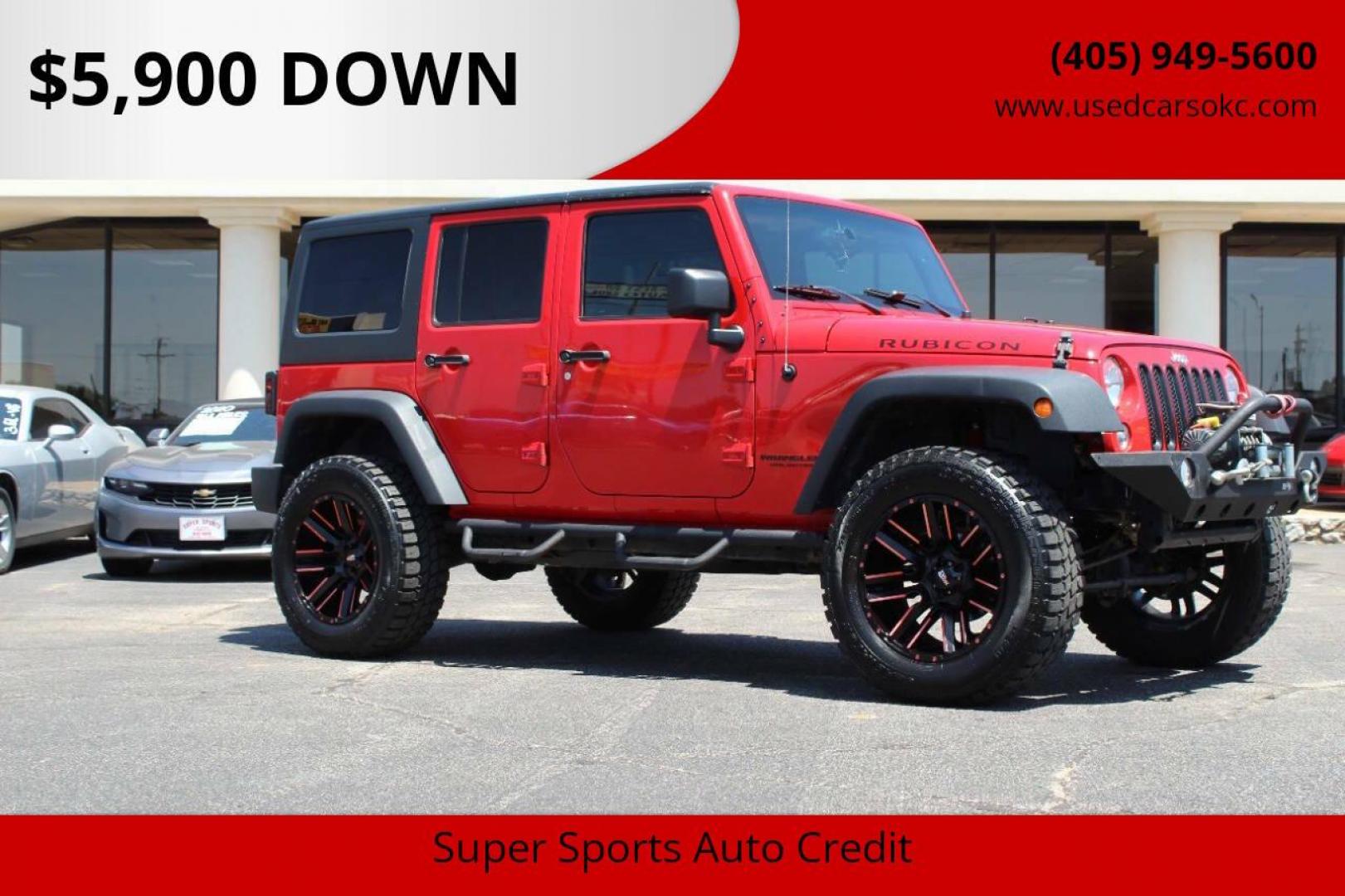 2017 Red Jeep Wrangler Unlimited Rubicon 4WD (1C4BJWFGXHL) with an 3.6L V6 DOHC 24V FFV engine, Automatic 5-Speed transmission, located at 4301 NW 39th , Oklahoma City, OK, 73112, (405) 949-5600, 35.512135, -97.598671 - NO DRIVERS LICENCE -NO FULL COVERAGE INSURANCE - NO CREDIT CHECK. COME ON OVER TO SUPERSPORTS, TAKE A LOOK AND TEST DRIVE. PLEASE GIVE US A CALL AT (405) 949-5600. NO LICENCIA DE CONDUCIR - NO SEGURO DE COBERTURA TOTAL - NO VERIFICACION DE CREDITO. VISITENOS EN SUPERSPORTS, MIRE NUESTRO - Photo#0