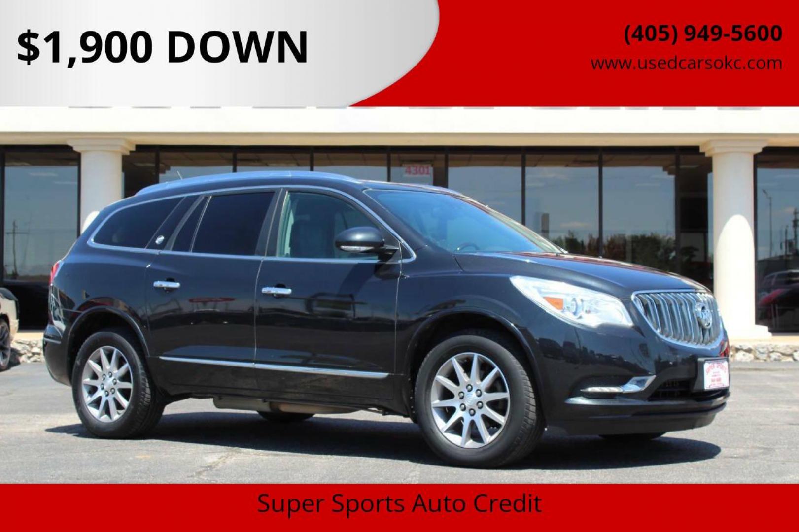 2015 Black Buick Enclave Leather FWD (5GAKRBKD0FJ) with an 3.6L V6 DOHC 24V engine, 6-Speed Automatic Overdrive transmission, located at 4301 NW 39th , Oklahoma City, OK, 73112, (405) 949-5600, 35.512135, -97.598671 - NO DRIVERS LICENCE -NO FULL COVERAGE INSURANCE - NO CREDIT CHECK. COME ON OVER TO SUPERSPORTS, TAKE A LOOK AND TEST DRIVE. PLEASE GIVE US A CALL AT (405) 949-5600. NO LICENCIA DE CONDUCIR - NO SEGURO DE COBERTURA TOTAL - NO VERIFICACION DE CREDITO. VISITENOS EN SUPERSPORTS, MIRE NUESTRO - Photo#0