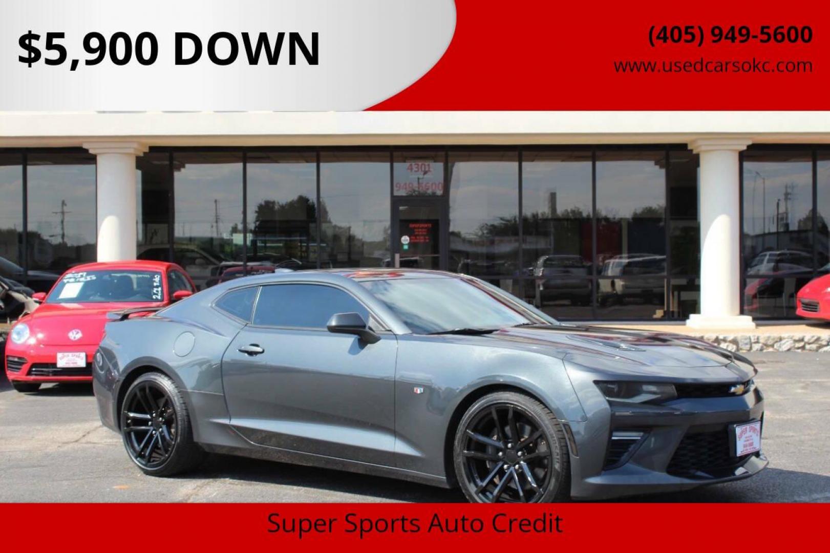 2018 Gray Chevrolet Camaro 1SS Coupe (1G1FF1R75J0) with an 6.2L V8 OHV 16V engine, 6A transmission, located at 4301 NW 39th , Oklahoma City, OK, 73112, (405) 949-5600, 35.512135, -97.598671 - Photo#0