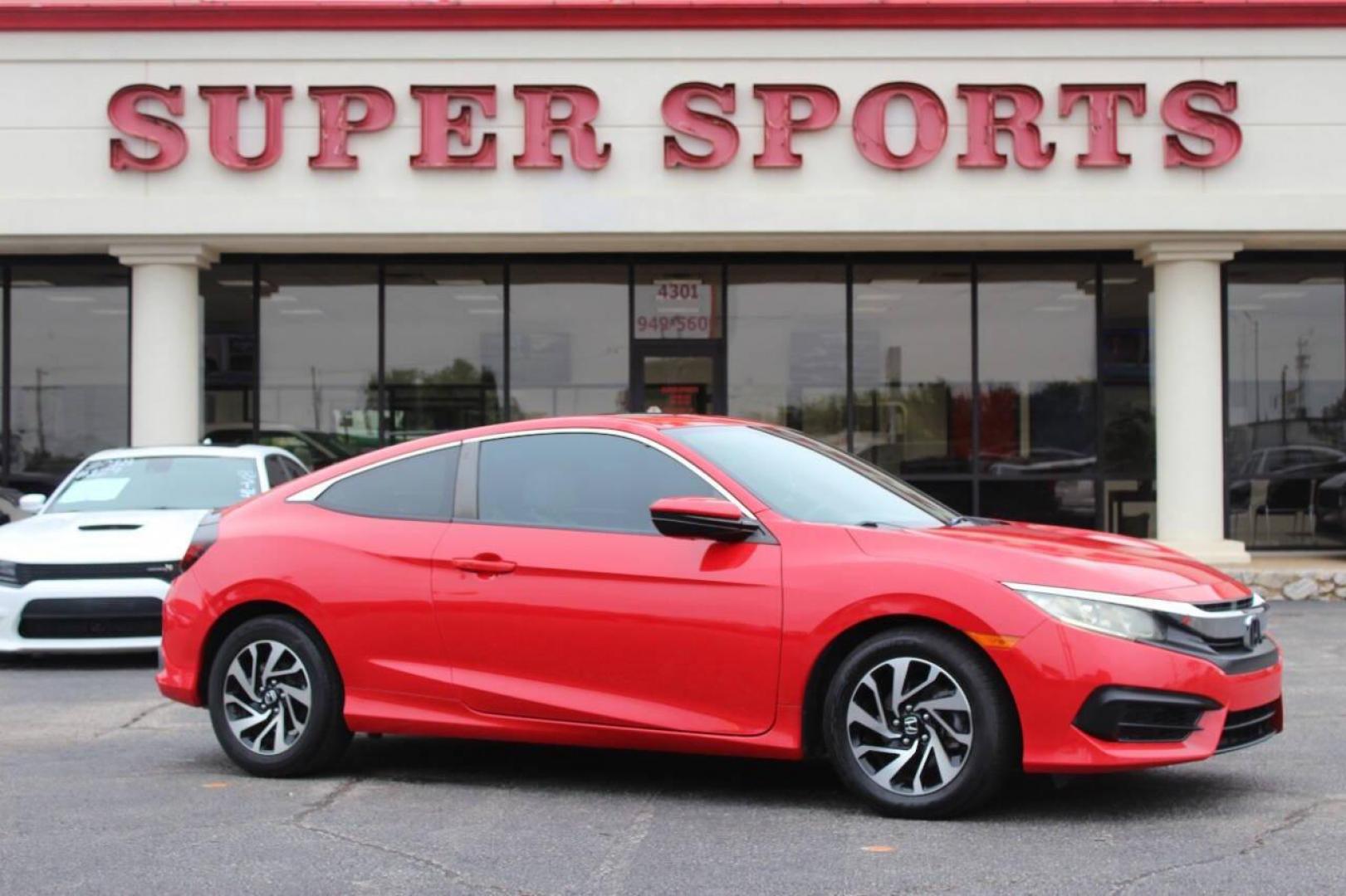 2016 Red Honda Civic LX-P Coupe CVT (2HGFC4B02GH) with an 2.0L L4 DOHC 16V engine, CVT transmission, located at 4301 NW 39th , Oklahoma City, OK, 73112, (405) 949-5600, 35.512135, -97.598671 - NO DRIVERS LICENCE -NO FULL COVERAGE INSURANCE - NO CREDIT CHECK. COME ON OVER TO SUPERSPORTS, TAKE A LOOK AND TEST DRIVE. PLEASE GIVE US A CALL AT (405) 949-5600. NO LICENCIA DE CONDUCIR - NO SEGURO DE COBERTURA TOTAL - NO VERIFICACION DE CREDITO. VISITENOS EN SUPERSPORTS, MIRE NUESTRO - Photo#2