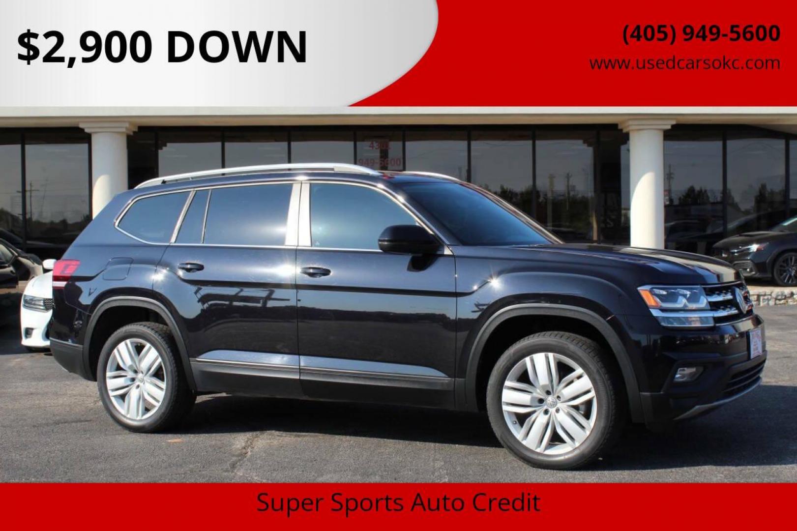 2019 Black Volkswagen Atlas V6 SE w/Technology (1V2WR2CAXKC) with an 3.6L V6 DOHC 24V engine, 8A transmission, located at 4301 NW 39th , Oklahoma City, OK, 73112, (405) 949-5600, 35.512135, -97.598671 - NO DRIVERS LICENCE -NO FULL COVERAGE INSURANCE - NO CREDIT CHECK. COME ON OVER TO SUPERSPORTS, TAKE A LOOK AND TEST DRIVE. PLEASE GIVE US A CALL AT (405) 949-5600. NO LICENCIA DE CONDUCIR - NO SEGURO DE COBERTURA TOTAL - NO VERIFICACION DE CREDITO. VISITENOS EN SUPERSPORTS, MIRE NUESTRO - Photo#0