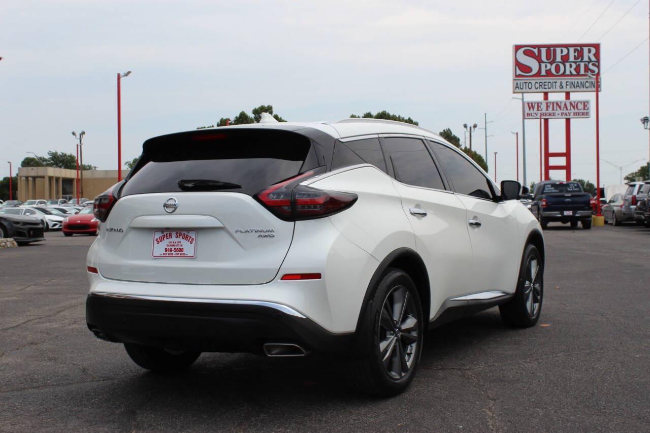 2020 White Nissan Murano Platinum AWD (5N1AZ2DS6LN) with an 3.5L V6 3.5L V6 engine, CVT 7-Speed transmission, located at 4301 NW 39th , Oklahoma City, OK, 73112, (405) 949-5600, 35.512135, -97.598671 - Hablamos espaol. SPEND SMART --- BUY FROM SUPER SPORTS. ALL PRICES, DOWN PAYMENTS, PAYMENTS, AND FINANCE TERMS ARE NEGOTIABLE AT THE TIME OF APPROVAL. WE WILL WORK WITH YOU TO FIT YOUR BUDGET. WE WILL EVEN LOWER AND ADJUST THE NUMBERS TO HELP MAKE THE VEHICLE MORE AFFORDABLE FOR YOU.- Photo#3