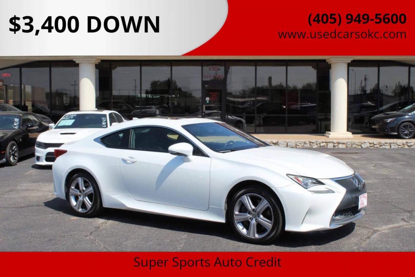 2015 White Lexus RC 350 AWD (JTHSE5BC6F5) with an 3.5L V6 DOHC 24V engine, 6-Speed Automatic transmission, located at 4301 NW 39th , Oklahoma City, OK, 73112, (405) 949-5600, 35.512135, -97.598671 - NO DRIVERS LICENCE -NO FULL COVERAGE INSURANCE - NO CREDIT CHECK. COME ON OVER TO SUPERSPORTS, TAKE A LOOK AND TEST DRIVE. PLEASE GIVE US A CALL AT (405) 949-5600. NO LICENCIA DE CONDUCIR - NO SEGURO DE COBERTURA TOTAL - NO VERIFICACION DE CREDITO. VISITENOS EN SUPERSPORTS, MIRE NUESTRO - Photo#0