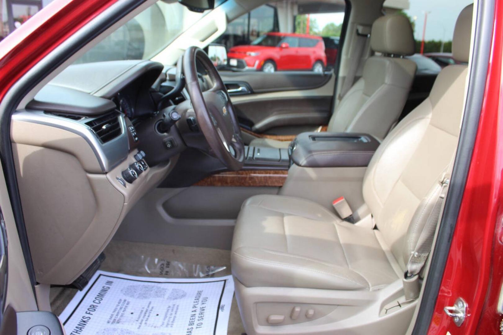 2015 Red Chevrolet Tahoe LTZ 4WD (1GNSKCKC8FR) with an EcoTec3 5.3L Flex Fuel V8 355hp 383ft. lbs. 5.3L V8 engine, Automatic 6-Speed transmission, located at 4301 NW 39th , Oklahoma City, OK, 73112, (405) 949-5600, 35.512135, -97.598671- Photo#21