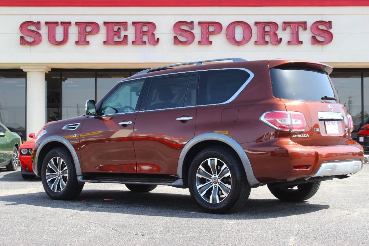 2018 Orange Nissan Armada SV AWD (JN8AY2NC3J9) with an 5.6L V8 390hp 394ft. lbs. 5.6L V8 engine, Automatic 7-Speed transmission, located at 4301 NW 39th , Oklahoma City, OK, 73112, (405) 949-5600, 35.512135, -97.598671 - Hablamos espaol. SPEND SMART --- BUY FROM SUPER SPORTS. ALL PRICES, DOWN PAYMENTS, PAYMENTS, AND FINANCE TERMS ARE NEGOTIABLE AT THE TIME OF APPROVAL. WE WILL WORK WITH YOU TO FIT YOUR BUDGET. WE WILL EVEN LOWER AND ADJUST THE NUMBERS TO HELP MAKE THE VEHICLE MORE AFFORDABLE FOR YOU.- Photo#4