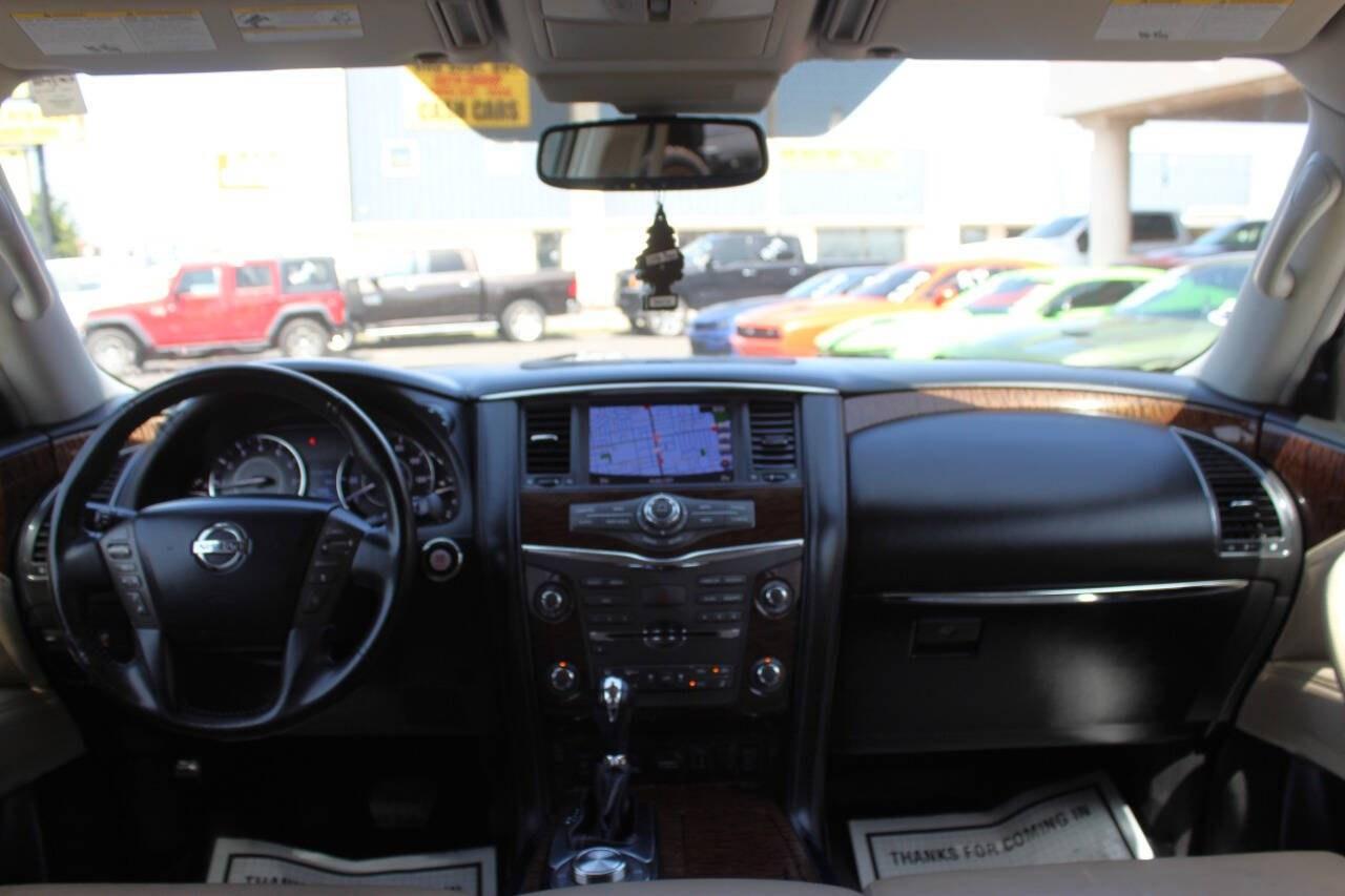 2018 Orange Nissan Armada SV AWD (JN8AY2NC3J9) with an 5.6L V8 390hp 394ft. lbs. 5.6L V8 engine, Automatic 7-Speed transmission, located at 4301 NW 39th , Oklahoma City, OK, 73112, (405) 949-5600, 35.512135, -97.598671 - Hablamos espaol. SPEND SMART --- BUY FROM SUPER SPORTS. ALL PRICES, DOWN PAYMENTS, PAYMENTS, AND FINANCE TERMS ARE NEGOTIABLE AT THE TIME OF APPROVAL. WE WILL WORK WITH YOU TO FIT YOUR BUDGET. WE WILL EVEN LOWER AND ADJUST THE NUMBERS TO HELP MAKE THE VEHICLE MORE AFFORDABLE FOR YOU.- Photo#21