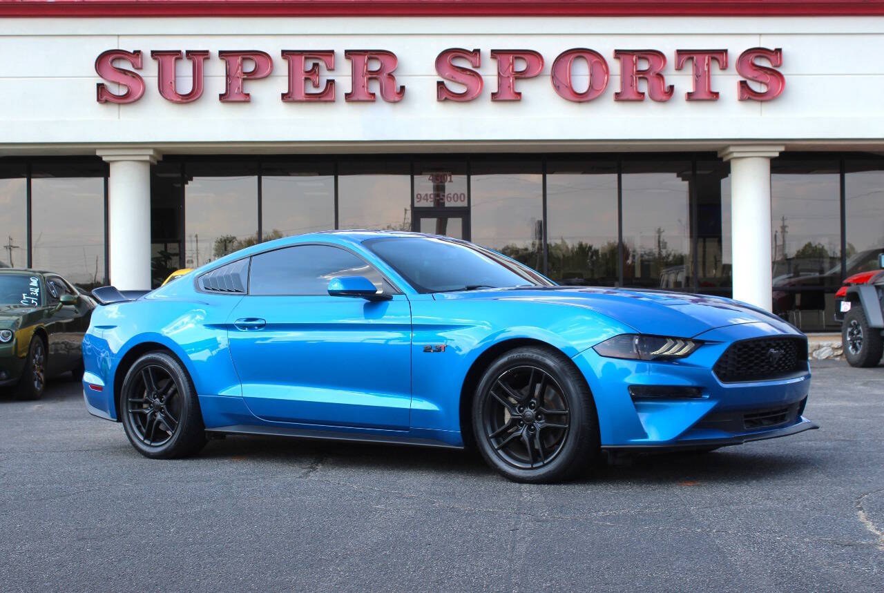 2020 Blue Ford Mustang EcoBoost Coupe (1FA6P8TH1L5) with an 2.3L I4 Turbocharger 2.3L I4 engine, Automatic 10-Speed transmission, located at 4301 NW 39th , Oklahoma City, OK, 73112, (405) 949-5600, 35.512135, -97.598671 - Hablamos espanol. SPEND SMART --- BUY FROM SUPER SPORTS. ALL PRICES, DOWN PAYMENTS, PAYMENTS, AND FINANCE TERMS ARE NEGOTIABLE AT THE TIME OF APPROVAL. WE WILL WORK WITH YOU TO FIT YOUR BUDGET. WE WILL EVEN LOWER AND ADJUST THE NUMBERS TO HELP MAKE THE VEHICLE MORE AFFORDABLE FOR YOU.- Photo#0