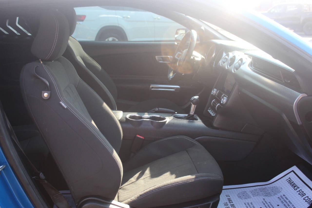 2020 Blue Ford Mustang EcoBoost Coupe (1FA6P8TH1L5) with an 2.3L I4 Turbocharger 2.3L I4 engine, Automatic 10-Speed transmission, located at 4301 NW 39th , Oklahoma City, OK, 73112, (405) 949-5600, 35.512135, -97.598671 - Hablamos espanol. SPEND SMART --- BUY FROM SUPER SPORTS. ALL PRICES, DOWN PAYMENTS, PAYMENTS, AND FINANCE TERMS ARE NEGOTIABLE AT THE TIME OF APPROVAL. WE WILL WORK WITH YOU TO FIT YOUR BUDGET. WE WILL EVEN LOWER AND ADJUST THE NUMBERS TO HELP MAKE THE VEHICLE MORE AFFORDABLE FOR YOU.- Photo#8