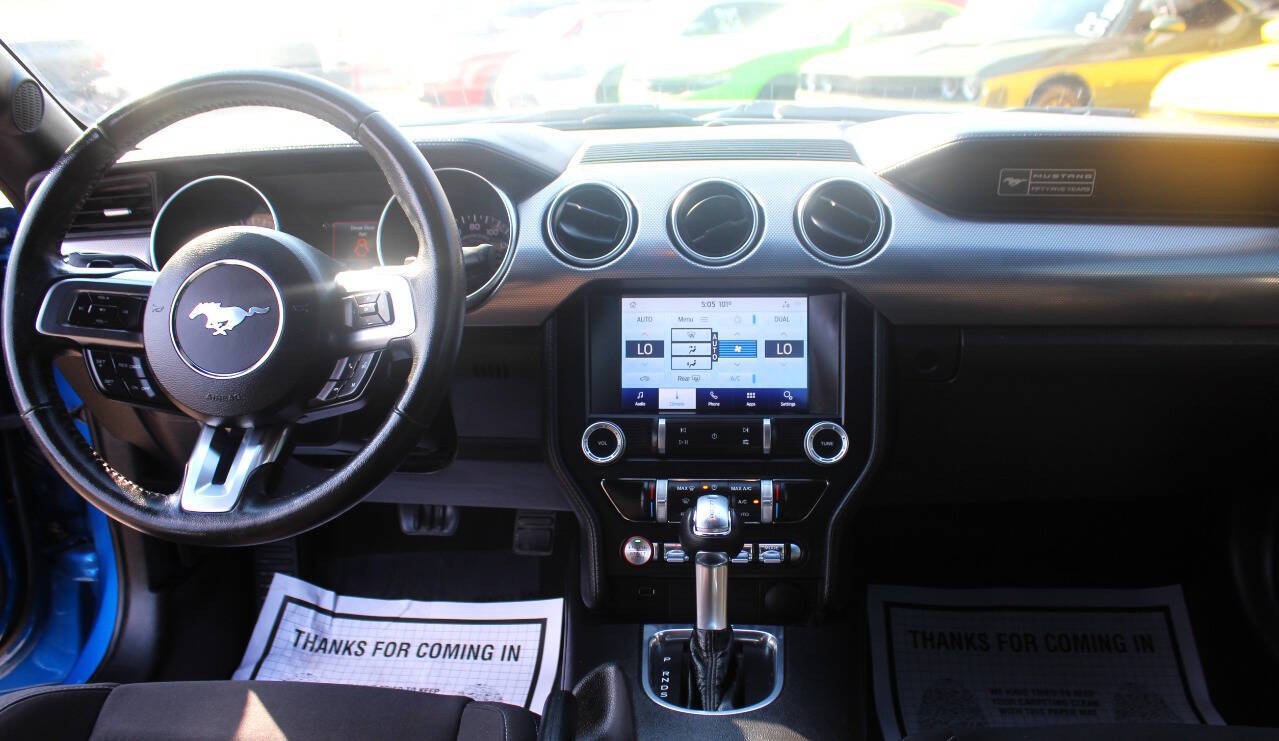 2020 Blue Ford Mustang EcoBoost Coupe (1FA6P8TH1L5) with an 2.3L I4 Turbocharger 2.3L I4 engine, Automatic 10-Speed transmission, located at 4301 NW 39th , Oklahoma City, OK, 73112, (405) 949-5600, 35.512135, -97.598671 - Hablamos espanol. SPEND SMART --- BUY FROM SUPER SPORTS. ALL PRICES, DOWN PAYMENTS, PAYMENTS, AND FINANCE TERMS ARE NEGOTIABLE AT THE TIME OF APPROVAL. WE WILL WORK WITH YOU TO FIT YOUR BUDGET. WE WILL EVEN LOWER AND ADJUST THE NUMBERS TO HELP MAKE THE VEHICLE MORE AFFORDABLE FOR YOU.- Photo#15