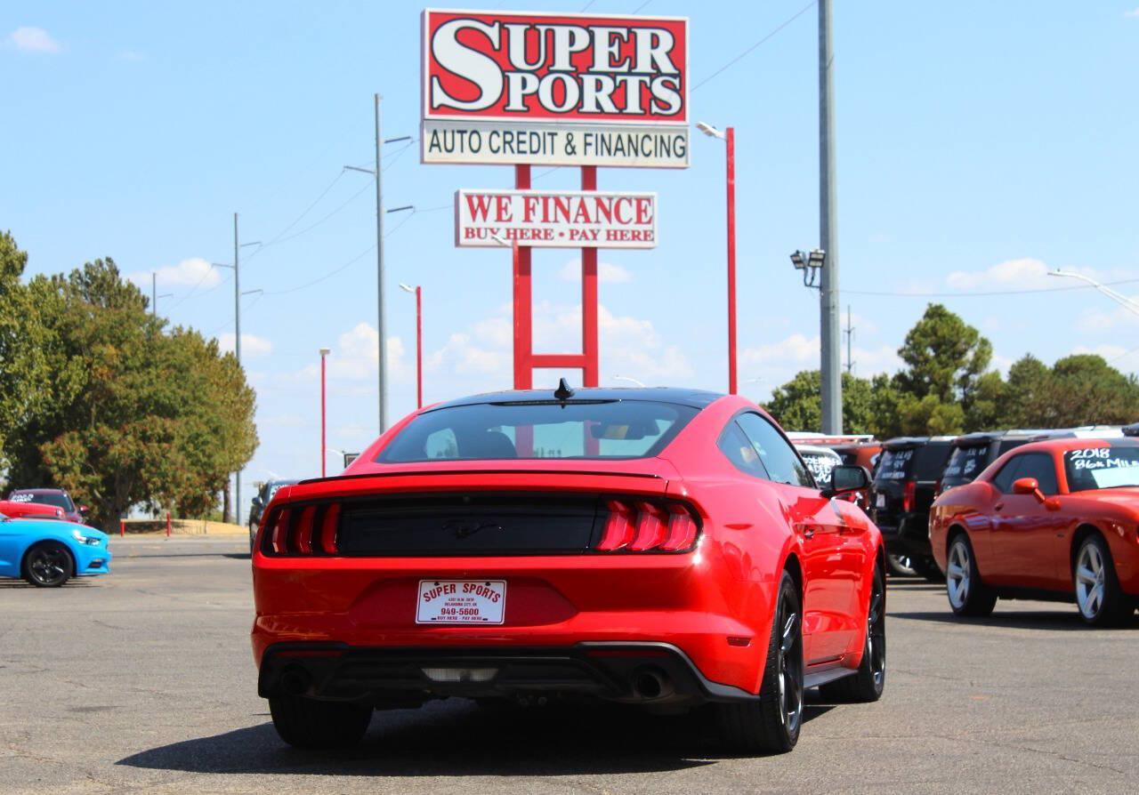 2021 Red Ford Mustang EcoBoost Coupe (1FA6P8TH2M5) with an 2.3L I4 Turbocharger 2.3L I4 engine, Automatic 10-Speed transmission, located at 4301 NW 39th , Oklahoma City, OK, 73112, (405) 949-5600, 35.512135, -97.598671 - Hablamos espanol. SPEND SMART --- BUY FROM SUPER SPORTS. ALL PRICES, DOWN PAYMENTS, PAYMENTS, AND FINANCE TERMS ARE NEGOTIABLE AT THE TIME OF APPROVAL. WE WILL WORK WITH YOU TO FIT YOUR BUDGET. WE WILL EVEN LOWER AND ADJUST THE NUMBERS TO HELP MAKE THE VEHICLE MORE AFFORDABLE FOR YOU.- Photo#3