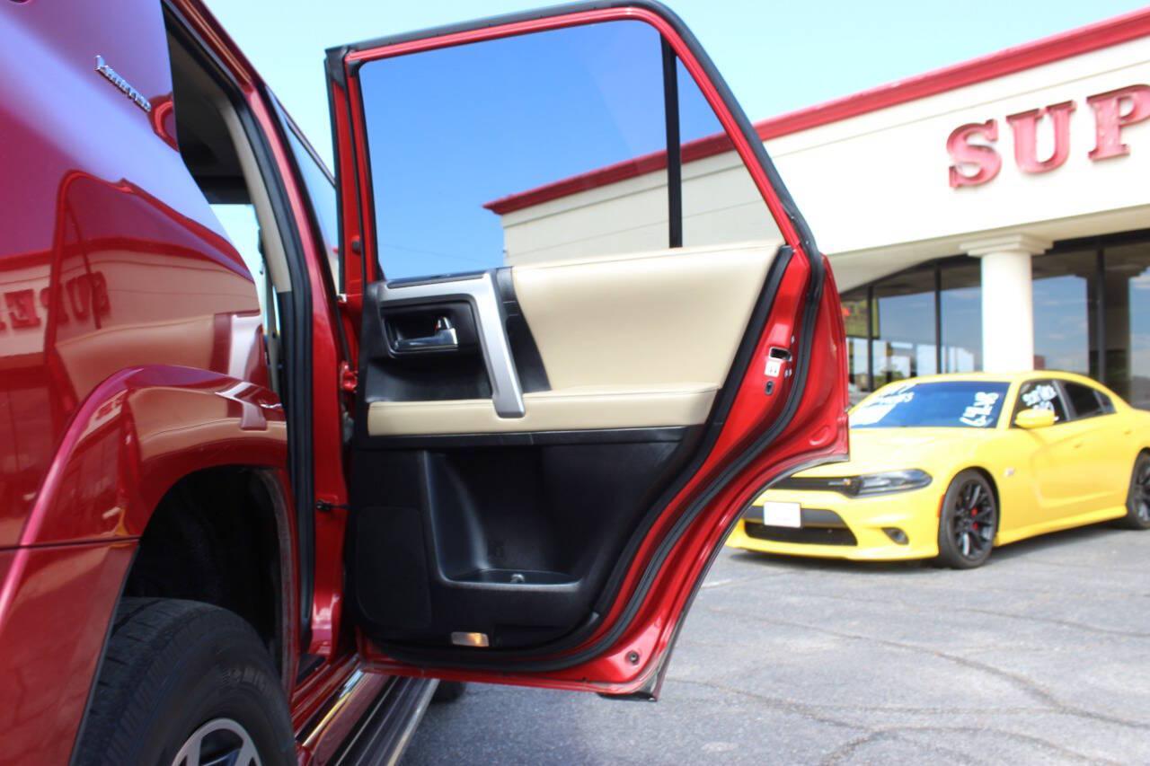 2015 Red Toyota 4Runner SR5 2WD (JTEZU5JR6F5) with an 4.0L V6 270hp 278ft. lbs. 4.0L V6 engine, Automatic 5-Speed transmission, located at 4301 NW 39th , Oklahoma City, OK, 73112, (405) 949-5600, 35.512135, -97.598671 - Hablamos espanol. SPEND SMART --- BUY FROM SUPER SPORTS. ALL PRICES, DOWN PAYMENTS, PAYMENTS, AND FINANCE TERMS ARE NEGOTIABLE AT THE TIME OF APPROVAL. WE WILL WORK WITH YOU TO FIT YOUR BUDGET. WE WILL EVEN LOWER AND ADJUST THE NUMBERS TO HELP MAKE THE VEHICLE MORE AFFORDABLE FOR YOU.- Photo#11