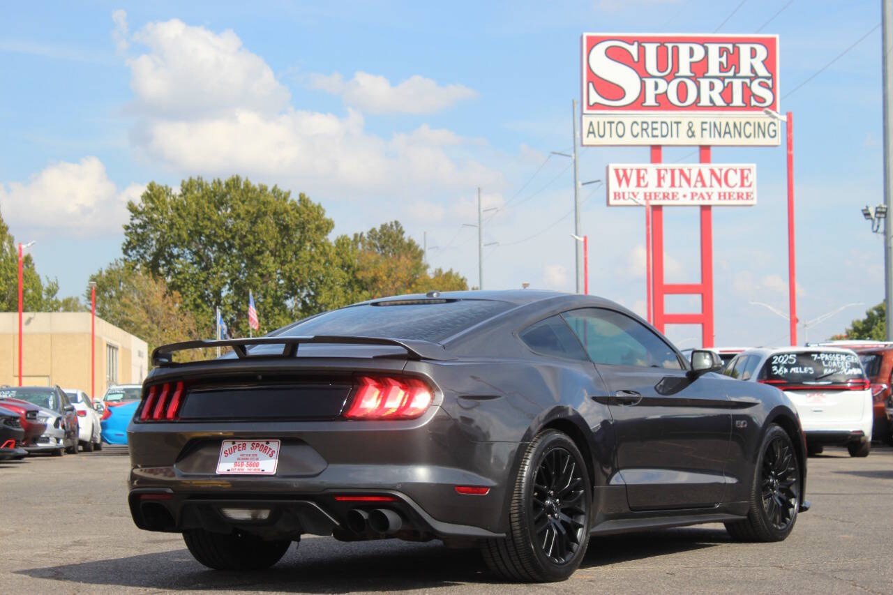 2019 Gray Ford Mustang GT Premium Coupe (1FA6P8CF8K5) with an 5.0L V8 5.0L V8 engine, Automatic 10-Speed transmission, located at 4301 NW 39th , Oklahoma City, OK, 73112, (405) 949-5600, 35.512135, -97.598671- Photo#3